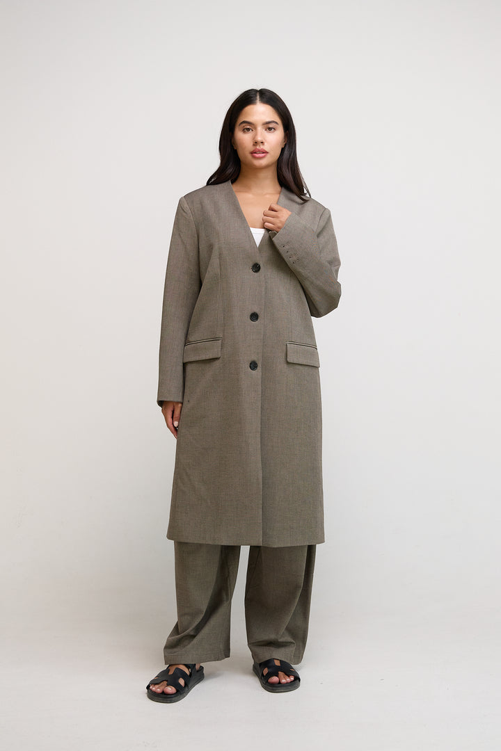 Light Brown Long Blazer Set