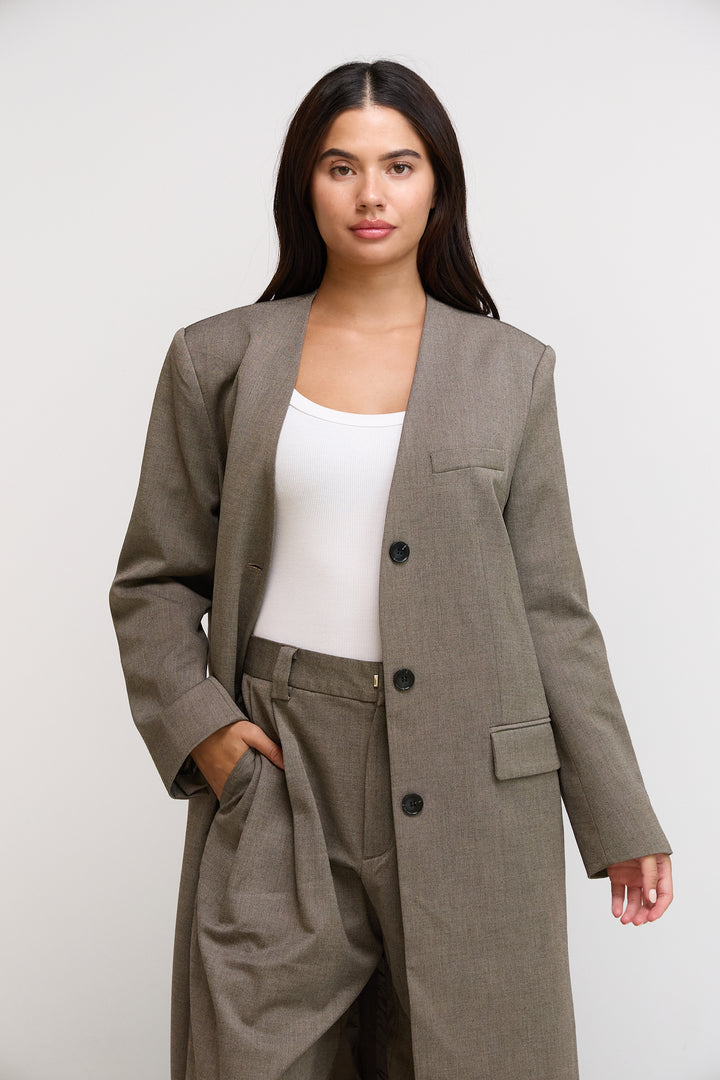 Light Brown Long Blazer Set