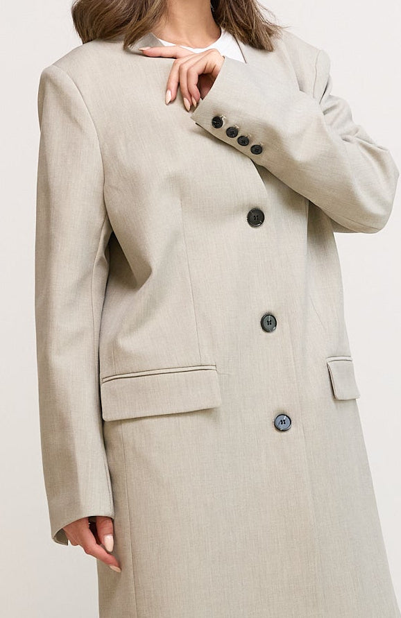 Light Grey Long Blazer Set