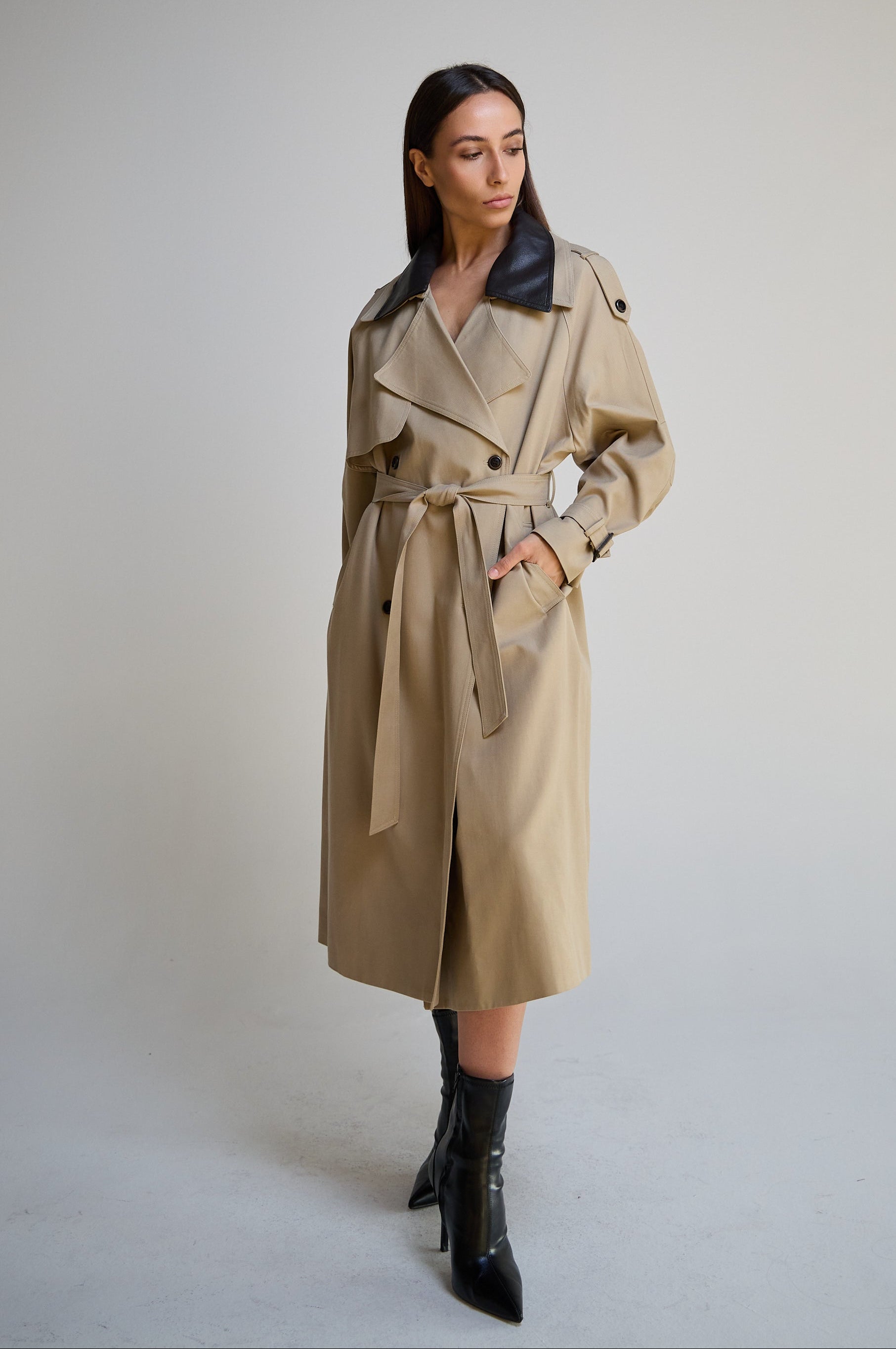 Long Beige Trench Coat