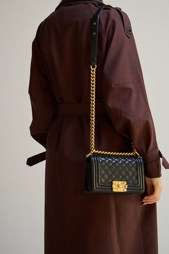 burgundy Long Trench Coat