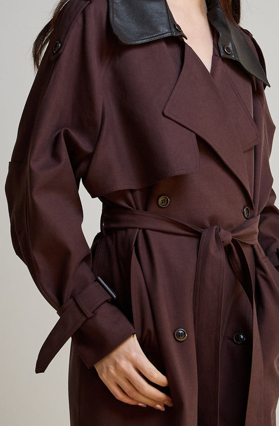 burgundy Long Trench Coat