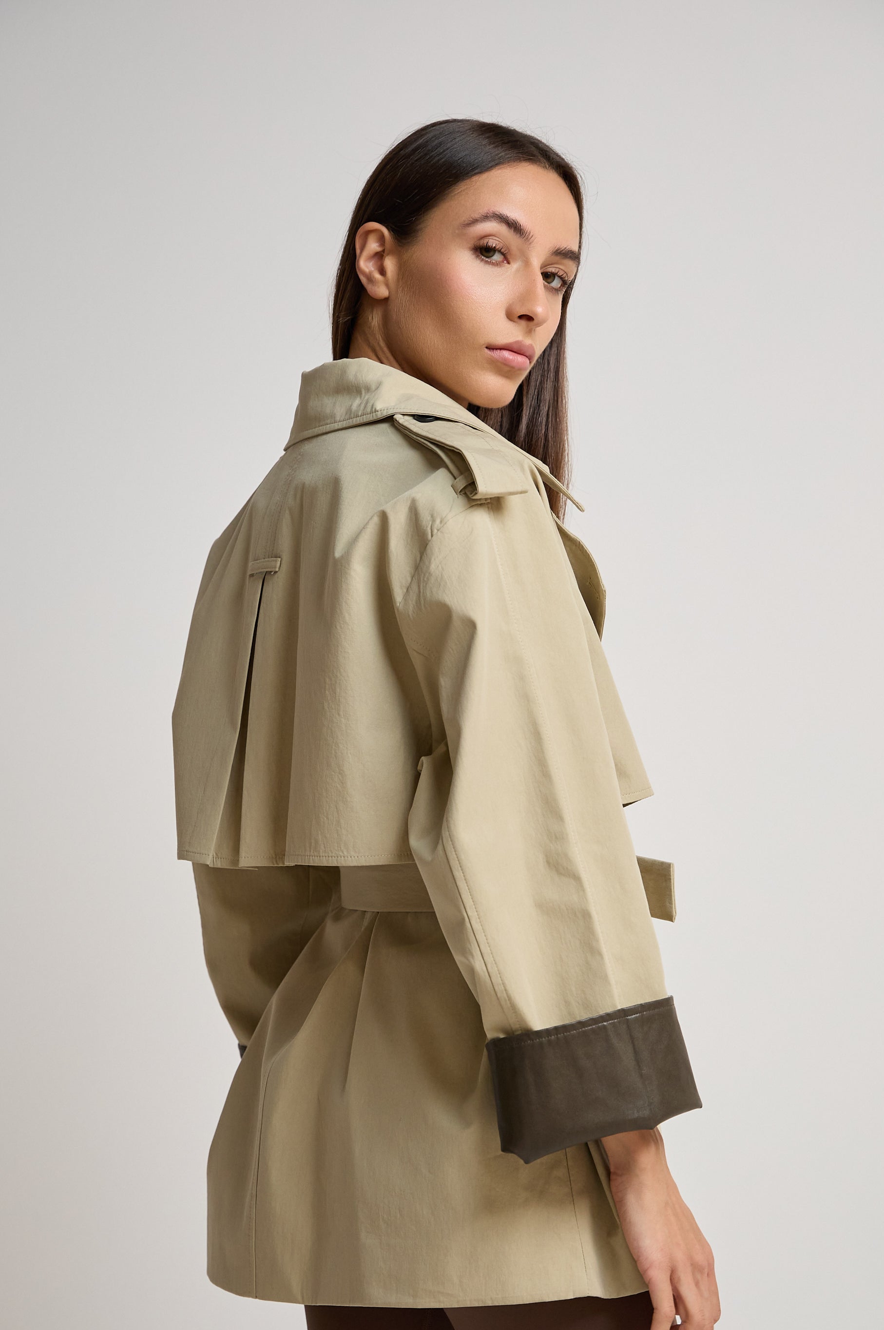 Beige Short Trench Coat