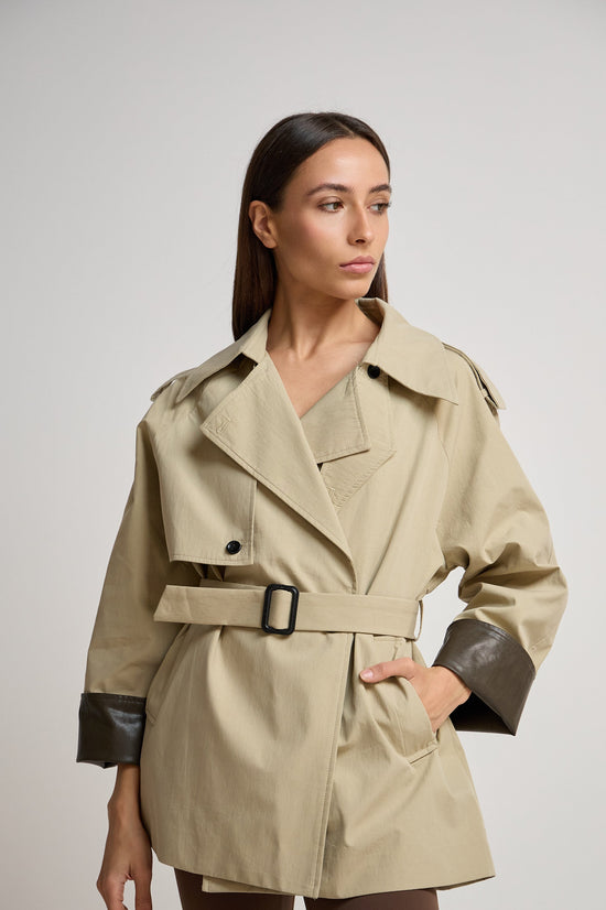 Beige Short Trench Coat