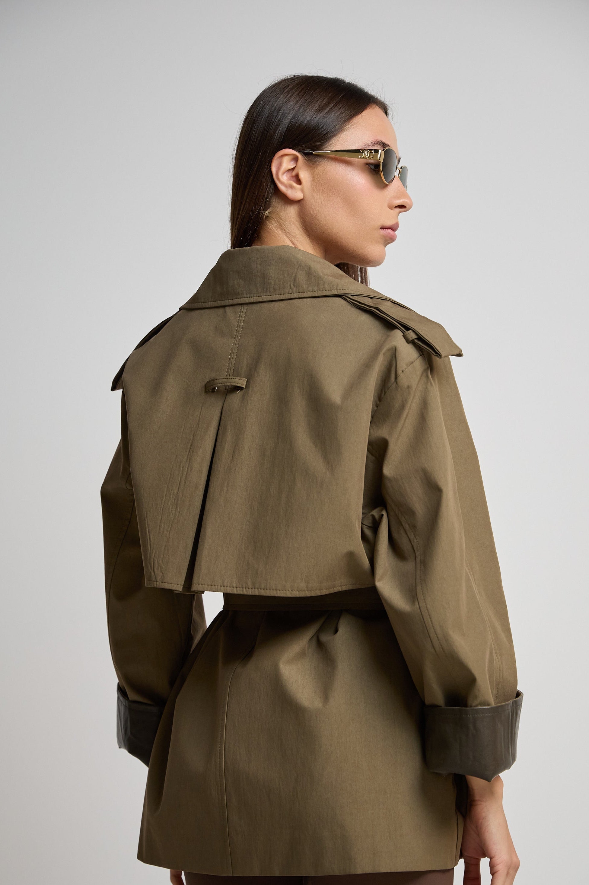 Olive short trench coat