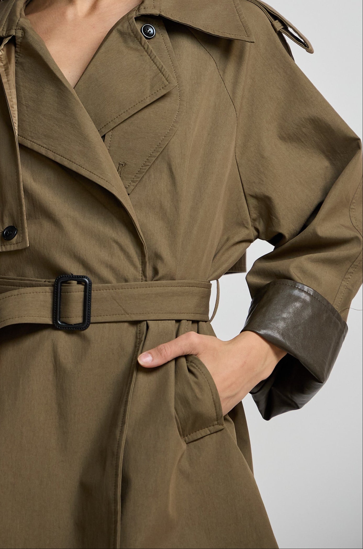 Olive short trench coat