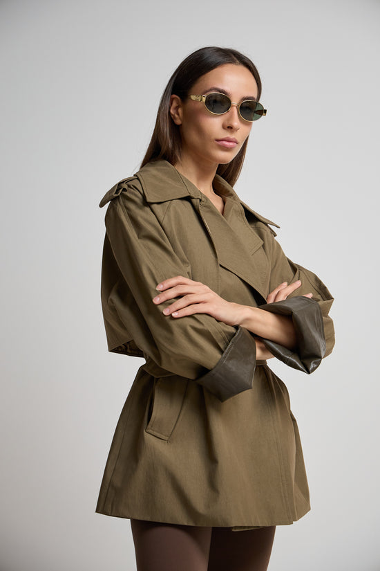 Olive short trench coat