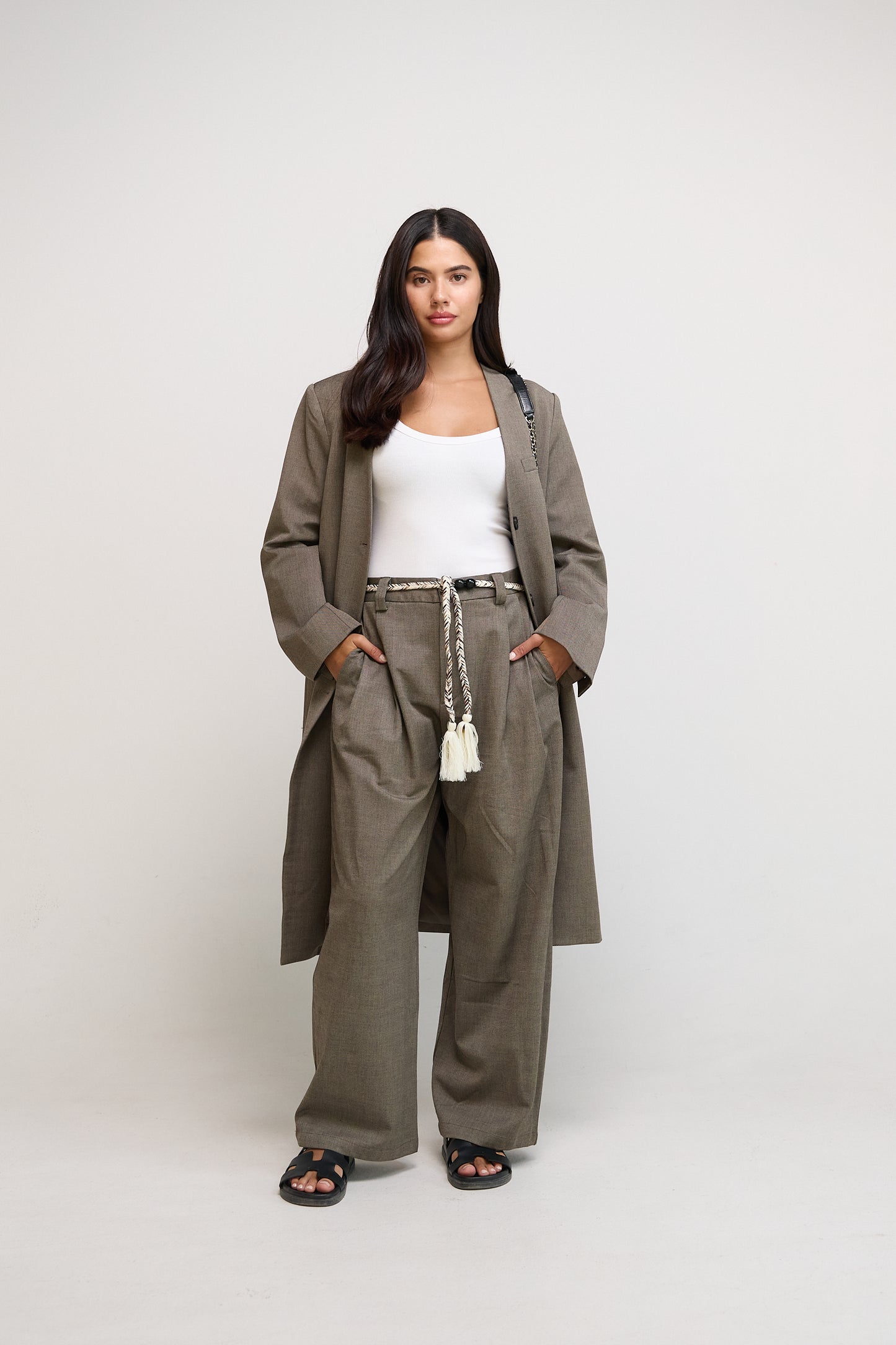 Light Brown Long Blazer Set