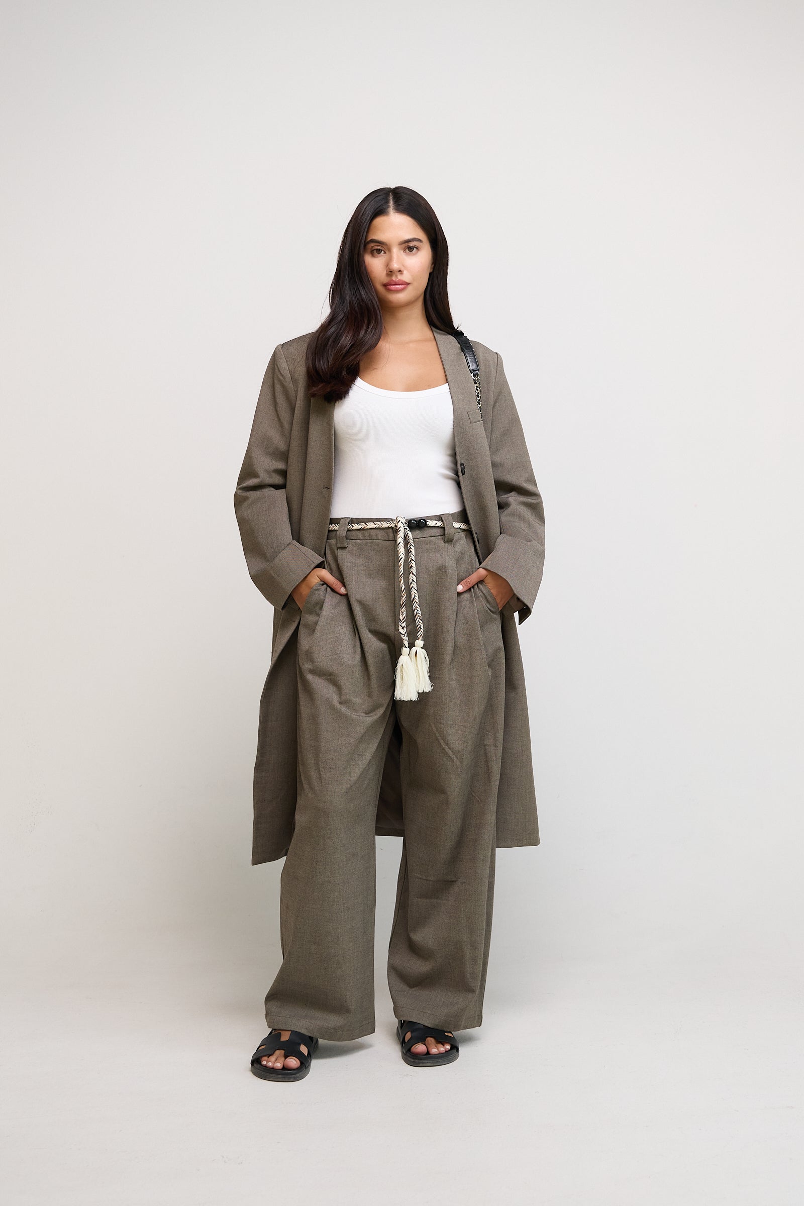 Light Brown Long Blazer Set