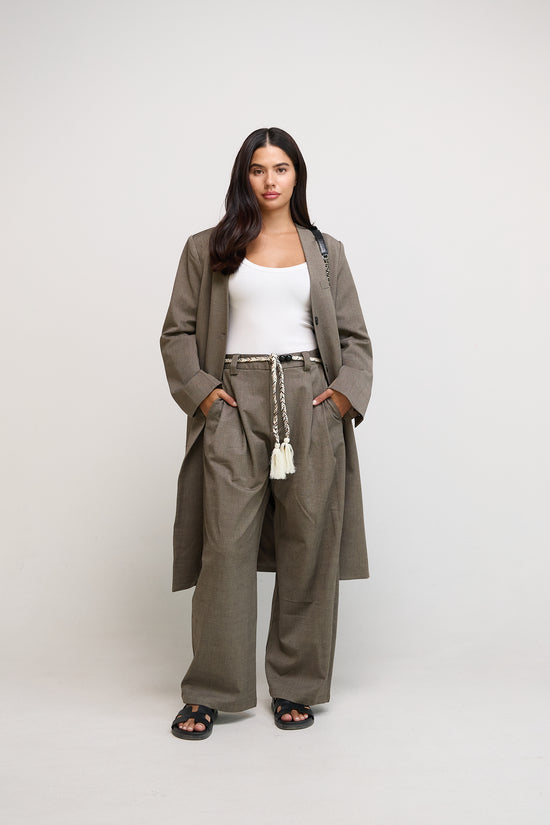 Light Brown Long Blazer Set