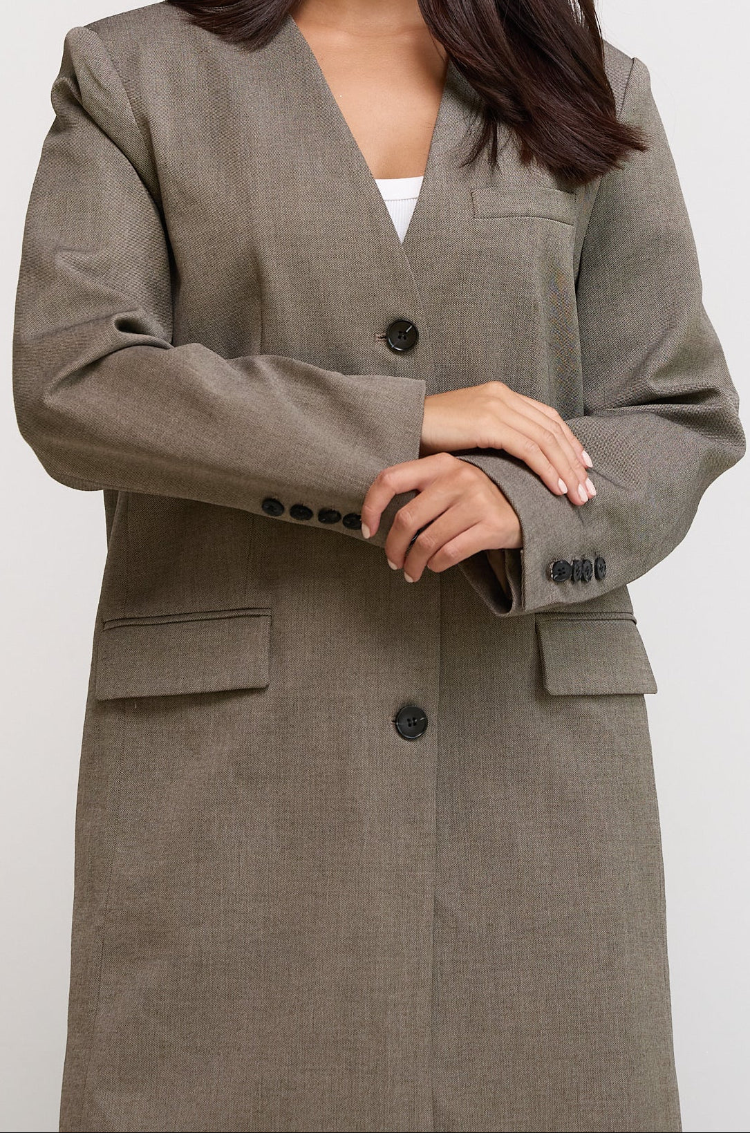 Light Brown Long Blazer Set