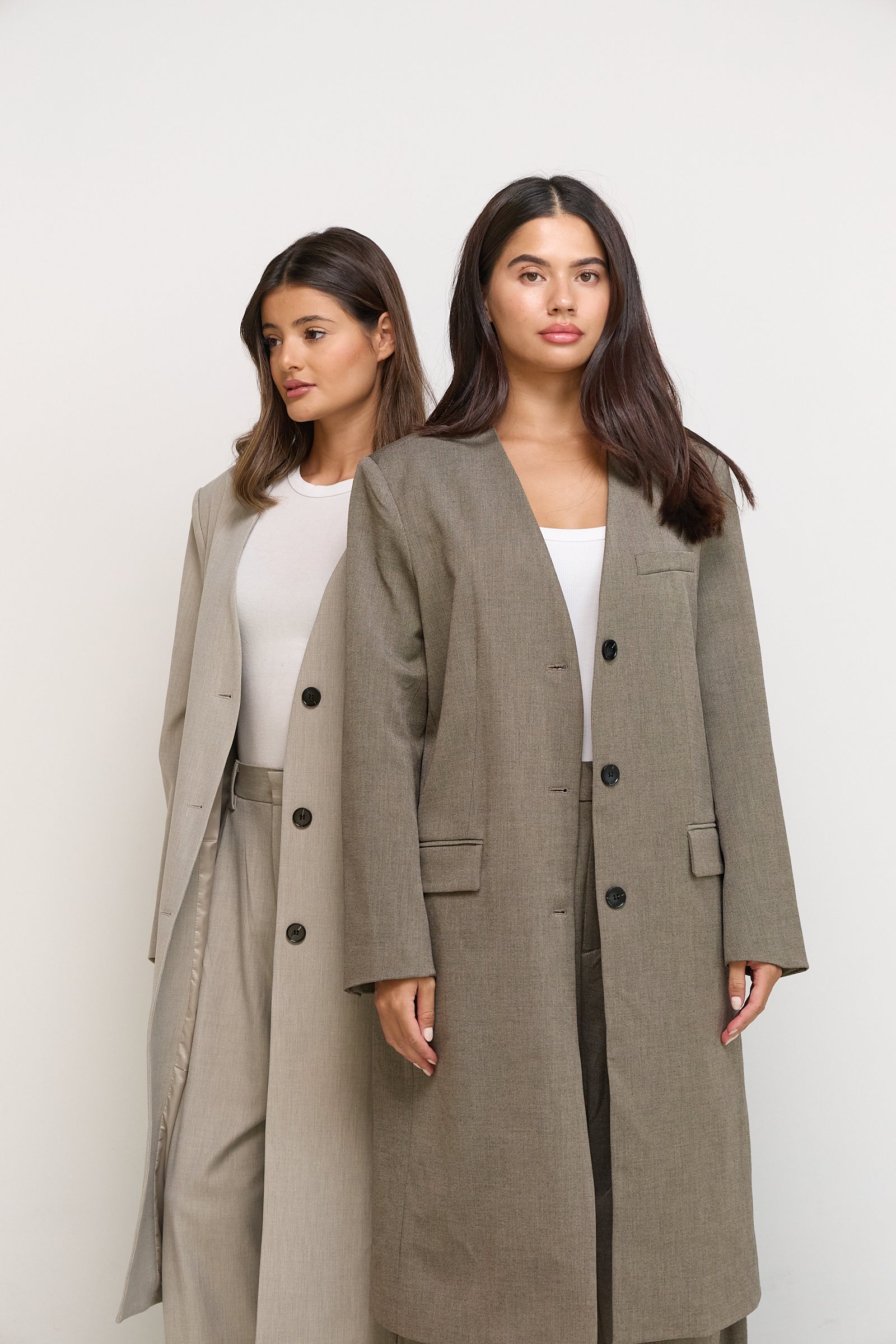 Light Brown Long Blazer Set