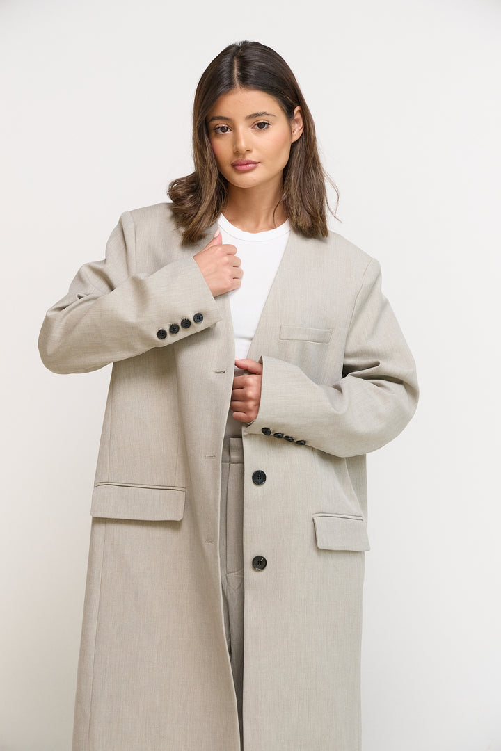 Light Grey Long Blazer Set