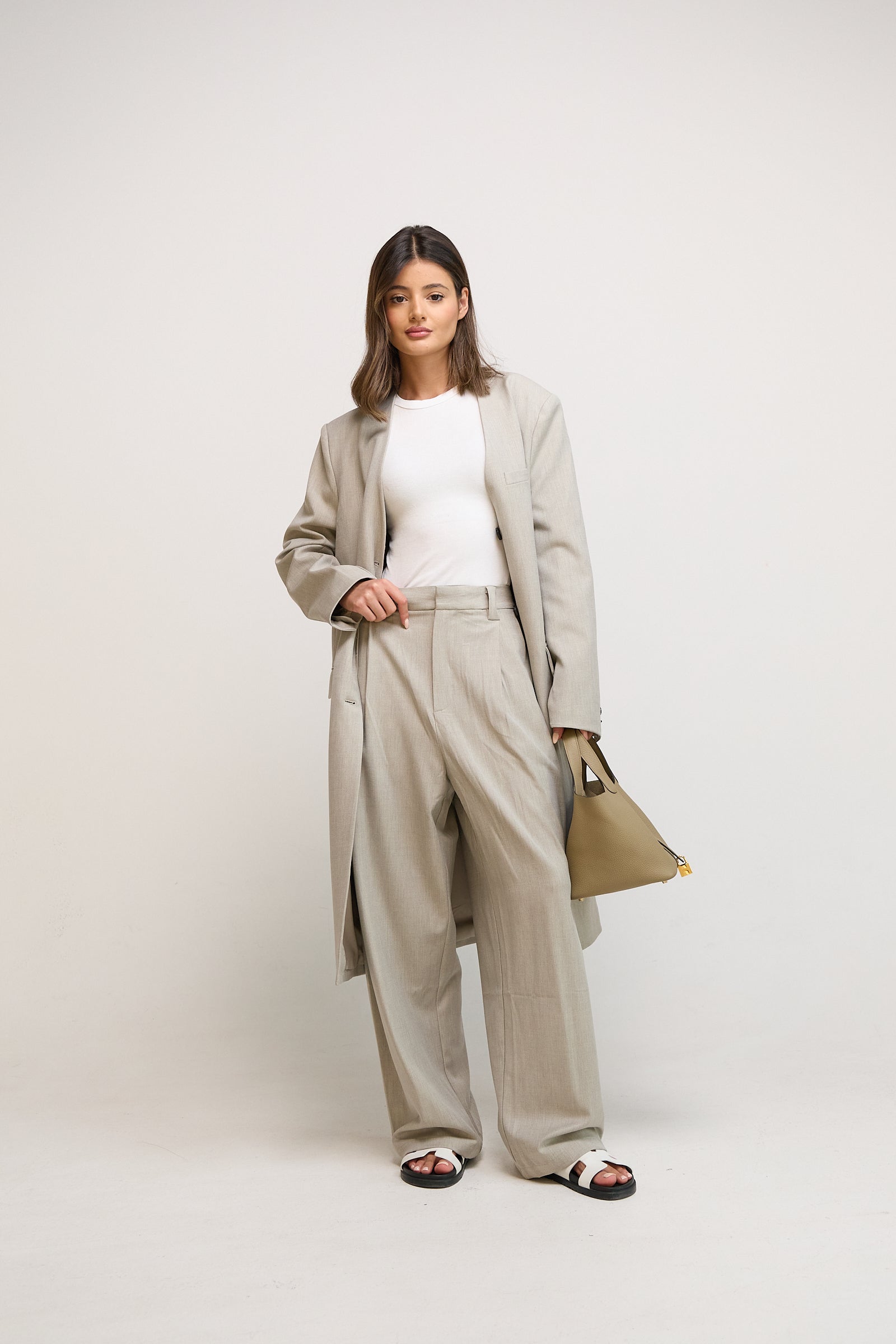 Light Grey Long Blazer Set