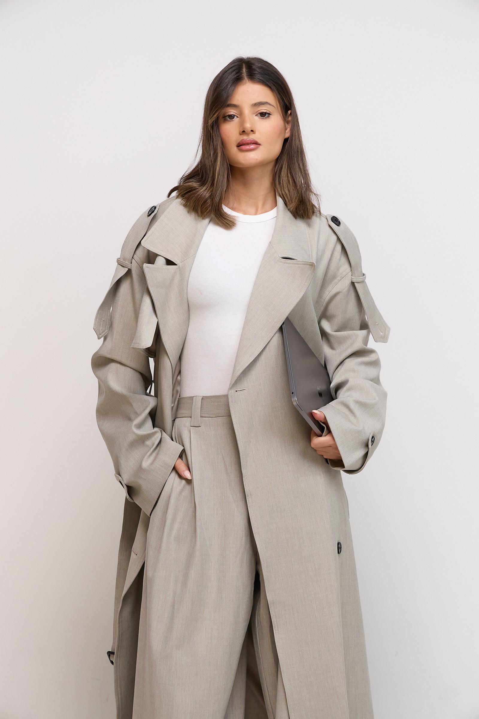 Light Grey Trench Set